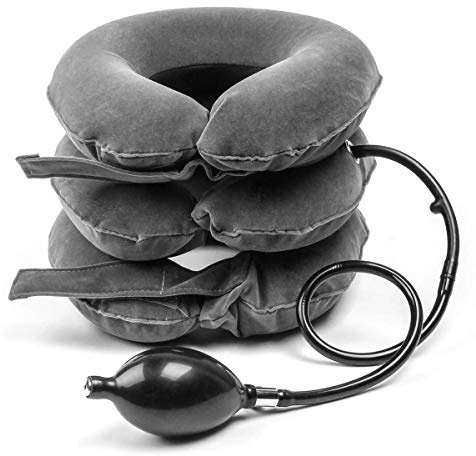 Zhichengbosi Neck Traction Device, 3 Layers Inflatable Neck Traction Reduce Head & Shoulder Pain, Adjustable Cervical Neck Stretcher Collar