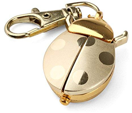 Mixe Unisex Quartz Analogue Keychain Key Ring Watch Pendant Ladybug Lady Bug Gold Sliver Pocket Watch (Gold)