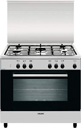 Glem Gas AN965EI Serie Alpha - Cucina a gas con forno elettrico, N° 5 Fuochi, 90x60 cm