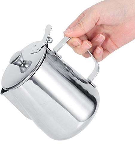 Bricco per Latte,Latte Schiuma Tazza In Acciaio Inossidabile Addensare Brocca Caffè Brocca Latte Art Con Coperchio Per Caffè A Casa Latte Art Coffee Shop(600Ml)