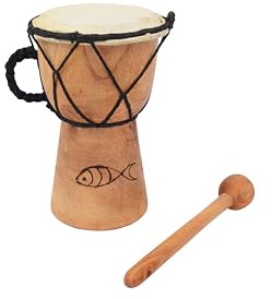 15cm Childrens African Djembe Drum made with Hand Carved Mahogany - 3.5 diameter, includes free drum stick