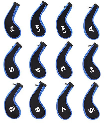 Yuhtech Golfschlägerhauben für Putter, 12 Stück Schlägerhauben Set Golf Club Head Cover Schlägerkopfhüllen Golf Eisen deckt Eisenhauben Kopfbedeckung