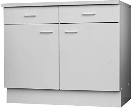 Lüllmann Küchenunterschrank, 2 Schubladen, 2 Türen, 1 Boden, 850 x 1000 x 600 mm, weiß