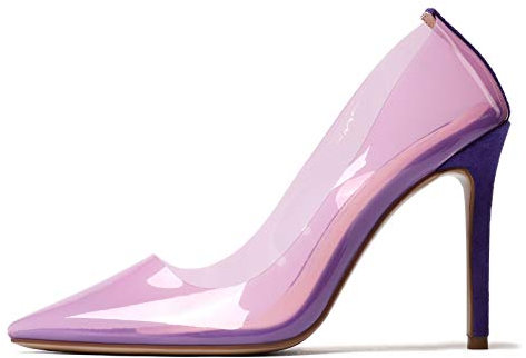 Castamere Scarpe col Tacco Donna Moda Trasparente Pumps Tacco a Spillo 10CM High Heels Viola Scarpe EU 36