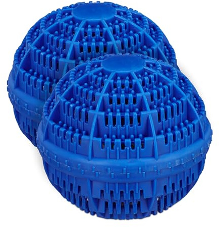 Relaxdays Tvättboll uppsättning av 2, tvättboll för tvättmaskin, tvätt utan tvättmedel, miljövänlig, tvättboll, blå, 10035396