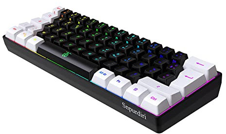 Snpurdiri Clavier Gaming AZERTY 60 Poucent Blanc et Noir Filaire RGB Rétro-éclairé, Mini Clavier Gamer Ultra-Compact à 61 Touches pour Gaming, PC/Mac, Dactylographe, Voyage