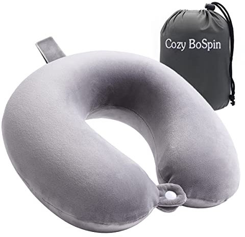 Cozy BoSpin Reisekissen- Perfektes Memory Foam Nackenkissen Stützkissen，kompakt und leicht, schnell gepackt,Schlafrestkissen (grau)