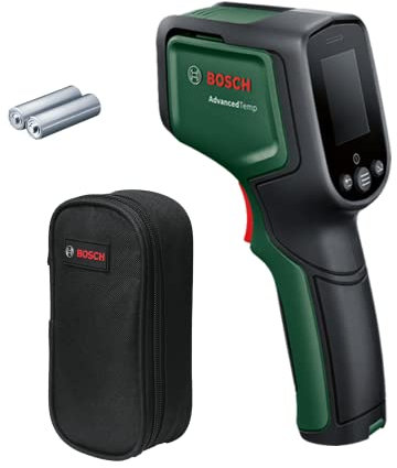 Bosch termómetro de infrarrojos AdvancedTemp (de -30 °C a +500 °C, detector de moho + puentes térmicos integrados, indicador LED de fácil interpretación y carcasa fabricada con material reciclado)