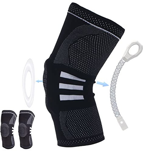 Rodillera de Compresión Menisco y Ligamento Rodillera con Almohadillas de Gel de Rótula y Estabilizadores Laterales para Hombre y Mujer para Correr Menisco Desgarro Alivio Del Dolor Recuperación -LL