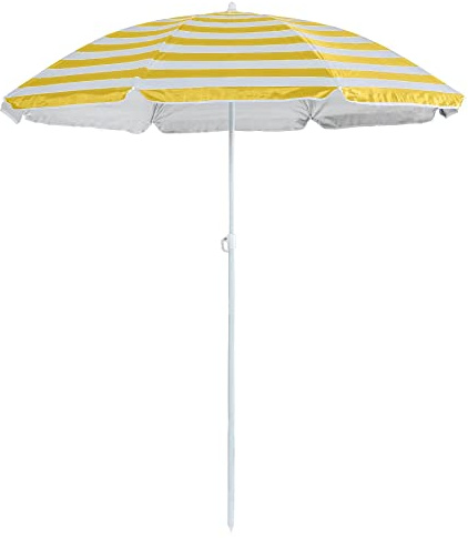 Harbour Housewares Strandsonnenschirm aus Metall - 1,8 M - Gelber Streifen