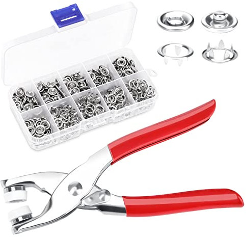 ELIAUK Druckknopf Set mit Zange, Feste Knöpfe Werkzeug, Nähfrei Buttons 9,5mm Jersey Druckknöpfe Für DIY Baby Kinder Kinderbekleidung, Kleidung Taschen, Handgemaakt, Kleding Repareren (150 KNÖPF)