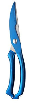 Küchenschere aus Edelstahl, Küchenschere für Geflügel, Hühnerknochen, Schere mit sicherem Verschluss, Schneider, Kochwerkzeug (blau-silber)