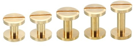 PATIKIL 50 Sets Chicago Screws, M4 Chicago Screw Slotted Binding Post Screw Bolts Rivets Brass Fasteners Connectors for Leather Belt Scrapbook Photo Albums,4mm,6mm,8mm,10mm,12 mm