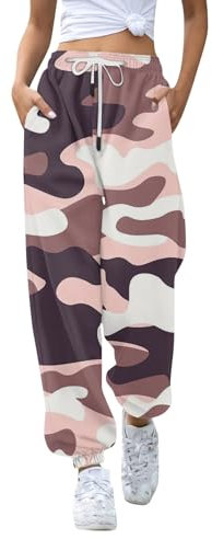 Trainingshose Damen Lang Gym Sporthose Damen Lang Hosen Damen Jeans Damen Jogginghose Jogginghose Teenager Mädchen Jogginghose Damen High Waist Damen Stoffhose Arbeitslatzhose Damen(1-Purple Pink,L)