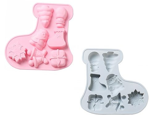 ABOOFAN Nachtisch 2St Weihnachten Schimmel Silikonformen Pralinenformen Fondantformen aus Silikon Weihnachtsbackformen Sockenbackform Schokoladenform handgemachte Seife Kuchenform