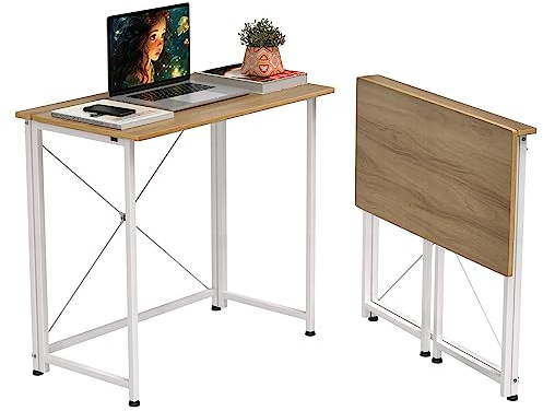 Lvhcmfohm Klappbarer Schreibtisch Klein, Klapptisch Computertisch mit Abnehmbarem Höhenerhöhungsbügel, Platzsparend, Geeignet für Heimbüro und Arbeitszimmer (Eichenfarbe, 80x45x75cm)