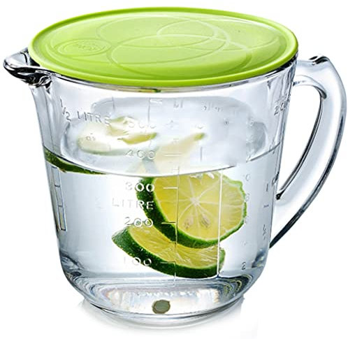 CTCOIJRN Taza medidora de Vidrio Templado con Taza de Leche de Vidrio Resistente al Calor graduada Taza de Desayuno con Tapa