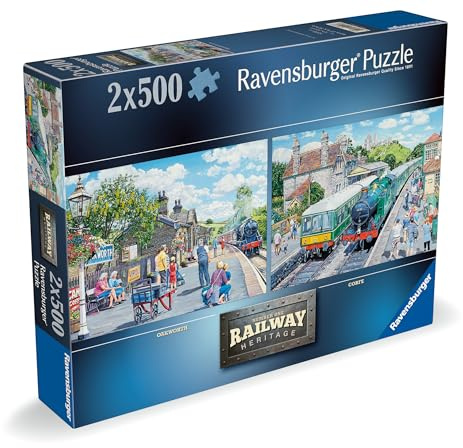 Ravensburger Railway Heritage No.1 Corfe Station & Oakworth Station 2x 500 Piece Jigsaw Puzzle for Adults and Kids Age 10 Years Up