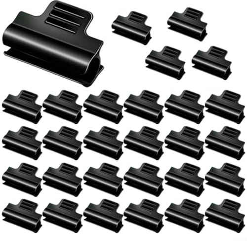 HEIBTENY Pack of 30 Garden Clips, Plastic Buckles for Plants, Greenhouse Pipe Clamps for Raised Bed, Plant Clip, Row Cover Support, 11 mm, Black