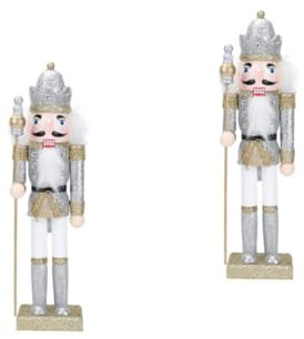 MAGICLULU 2 Pièces Casse Noisette Décorations Figurine Casse-Noisette Casse-Noix De Noël Casse-Noix d'or Décor De Casse-Noisette De Dessin Animé Casse-Noix Petite Voiture Bois Silver