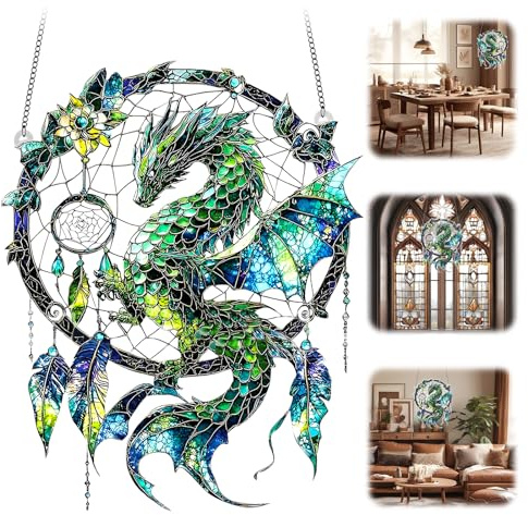 Shirylzee Dragon Dreamcatcher Suncatcher Window Hanging Acrylic