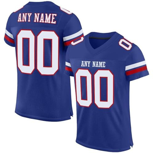 Custom American Football Replica Team Jersey Stripe Printed with Team Name Number Sports Rugby T-Shirt for Men Women Kid Youth