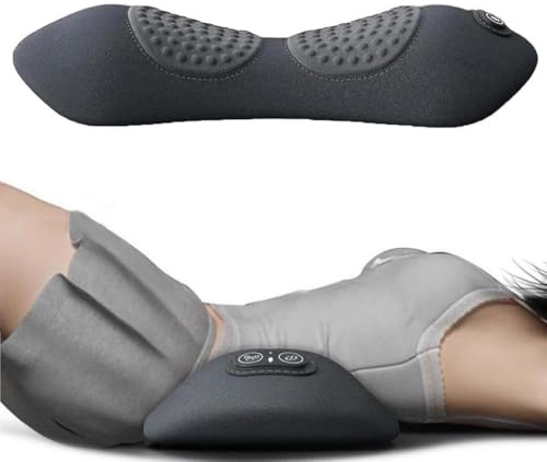 Smooth Spine Triple Fusion Back Massager with Traction, Vibration & Heat, 3-in-1 Nackenmassagekissen, Rückenmassagegerät mit Hitze, Shiatsu Massagegerät, Tragbar Memory-Schaum-Kissen (Schwarz)