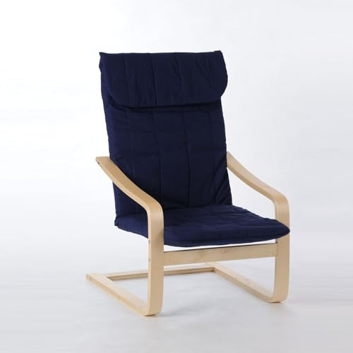 Möbel Akut Schwingsessel Siesta, Birke Schichtholz, Blauer Bezug, 67 x 78 x 98 cm