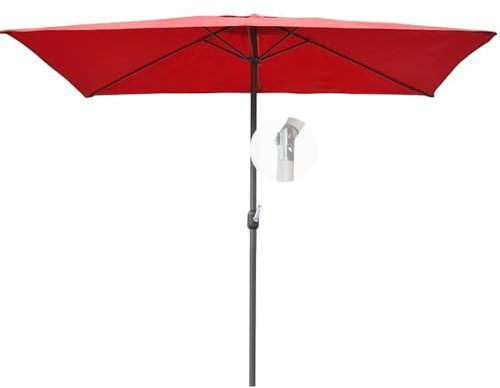 ZIUSFAC Ombrello Da Patio Rettangolare Ombrellone Da Esterno Inclinabile Ombrellone Da Balcone Con Manovella 4 Costole Ombrellone Da Mercato Impermeabile Parasole Per Piscina Terrazzo(Burgundy,2x2m/6.