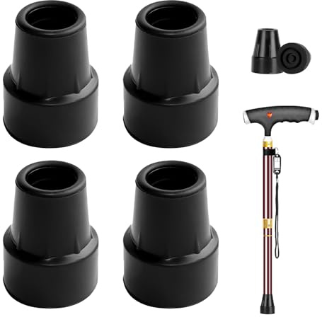 4 Stück Gehstock Gummipuffer 19mm, Gummipuffer für Wanderstöcke, Strapazierfähige Krücken Gummi Ersatz, Walking Stöcke Gummipuffer, Rutschfeste Gummispitzen für Senioren Krücken, Stöcke, Gehstöcke