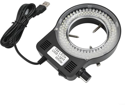 LED Ring Light Illuminator Designed for Microscopy Use, Features USB Power and Adjustable Brightness Options (144LED)