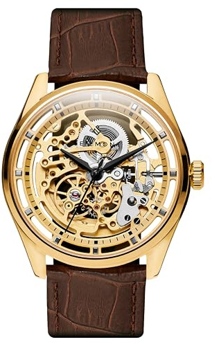 Seizmont by Trendhim Skelettuhr Herren Automatik | 316L Edelstahlgehäuse & Echtlederarmband | Mechanisches Uhrwerk mit Saphirglas & 5 ATM wasserdichte | Dänisches Design