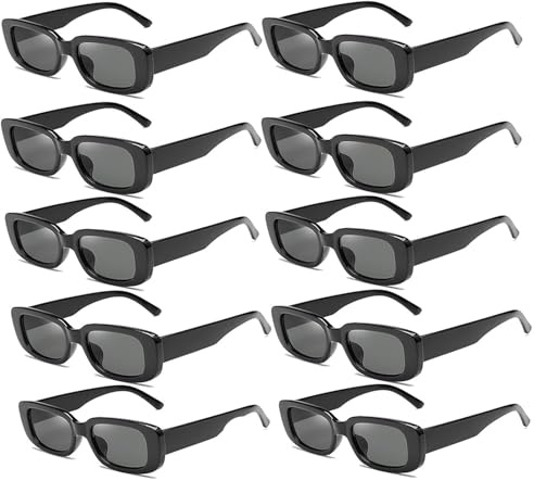 10 Pezzi Occhiali da Sole Set Vintage, Occhiali da Sole Vintage Unisex, occhiali da sole retrò anni '90, Design Classico Retto, Leggeri e Trendy, Ideale per Look Retro e Moderni