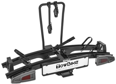TowBike PRO 2 Fahrradträger, Abklappbar, LED-Beleuchtung, für 2 Fahrräder inkl. E-Bikes, mit Ratschengurte