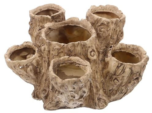 Alasum Maceta de Tocón Artificial de Resina con Orificios y Drenaje Maceta para Suculentas y Cactus Diseño de Raíz de Flotante Resistente para Interior y Exterior Pequeña Jardinera