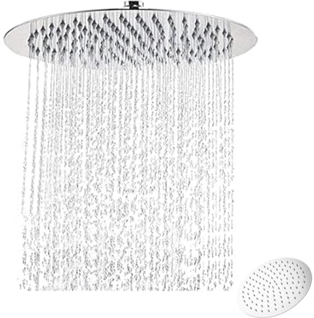 Pommeau de douche, douche à effet pluie, 304, en acier inoxydable 304, 30 cm, avec environ 160 buses en silicone, douche de tête ronde haute pression, douche de tête à 360 °