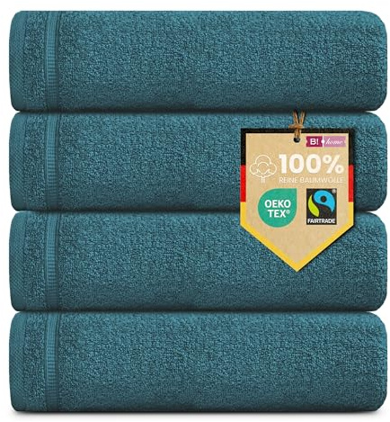4er Set Premium Gästehandtücher [100% Baumwolle] 30x50 cm, petrol/grün | Handtücher Weich, Saugstark & Pflegeleicht / Waschlappen Perfekt für Bad, Gäste & Reisen