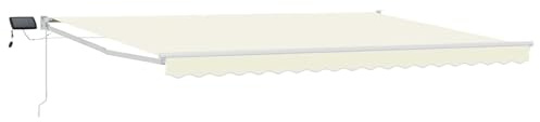 vidaXL Toldo Manual retráctil con Leds Crema y Blanco 5 x 3 m