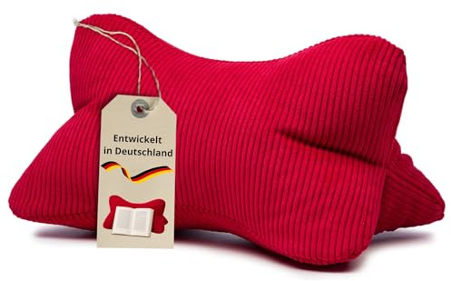liebling Cord Lesekissen für Bett und Sofa, Bücherkissen, Lesehilfe, 40x25 cm, Leseknochen, Serie Verona, 100% Polyester, waschbar, Rot