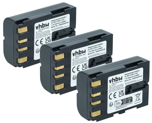 vhbw 3X Batterie Remplacement pour JVC BN-V416 | BN-V416U, BN-V428, BN-V428U, BN-V408, BN-V408U pour caméra vidéo caméscope (900mAh, 7,2V, Li-ion)