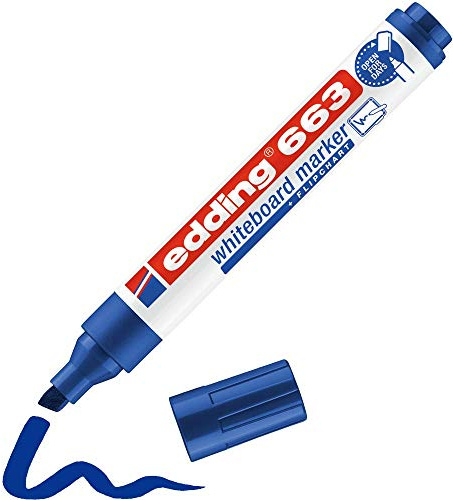 edding 663 Whiteboardmarker - blau - 1 Whiteboard Stift - Keilspitze 1-5 mm - Boardmarker abwischbar - für Whiteboard, Flipchart, Magnettafel, Pinnwand, Memoboard - Sketchnotes - nachfüllbar