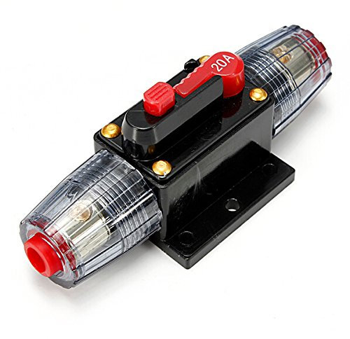 Buwico® DC 12V 20A /30A/ 50A/ 60A/ 80A Car Protection Audio Inline Circuit Breaker Fuse Holder (12V 20A)