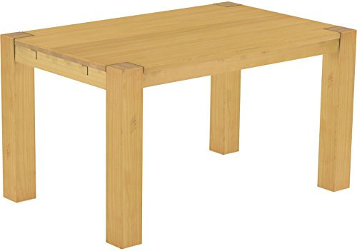 Esstisch Rio Kanto 140x90 cm Eiche hell Pinie Massivholz Größe und Farbe wählbar Esszimmertisch Küchentisch Holztisch Echtholz vorgerichtet für Ansteckplatten Tisch ausziehbar Brasilmöbel