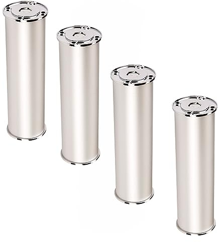 SOTECH 4er Set Möbelfüße RADO Höhe 400 mm, Ø 50 mm, Aluminium Chrom poliert | höhenverstellbare Schrankfüße