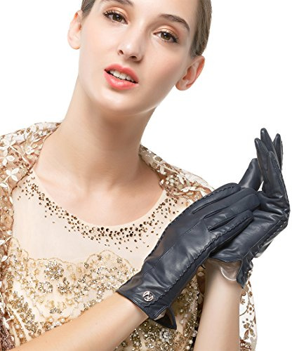 Nappaglo Damen klassische Handschuhe aus echtem Nappaleder Reines Kaschmir-Futter Winter Warm Handschuhe