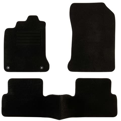 DBS - Tapis de Sol Voiture - sur Mesure - Adapté à Votre Renault Laguna 3 (10/2007-12/2015) Antidérapant : Clips de Fixation et Autogrip - 3 pièces : Protection du Pont arrière - Moquette