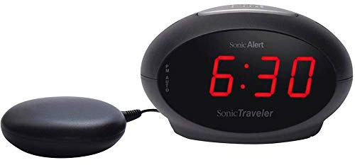 Geemarc SBT600 - Wecker für Hörgeschädigte, Taube und Langschläfer mit superlauter Alarmfunktion, Vibrationskissen und Schlummerfunktion - USB-Ladeanschluss - Version DE