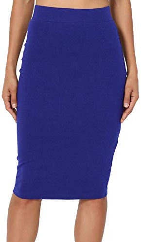 Pretty Fashion Plain Pencil Skirts for Women UK with Separate Elasticated Waist Women's Skirts Midi Length Approx 25 Inches Knee Length Black Skirt Ladies Pencil Skirt Multiple Colours UK 8-22