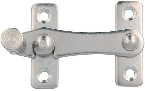 Amig - Battitacco per persiana a sinistra, 75 x 46 mm, gancio per porte, finestre e persiane, serratura per interni ed esterni, in acciaio inox 18/8 argento lucido