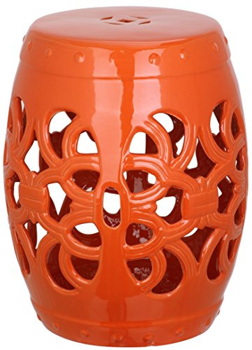 Safavieh Castle Gardens Collection Imperial Vine Antique White Glazed Ceramic Garden Stool